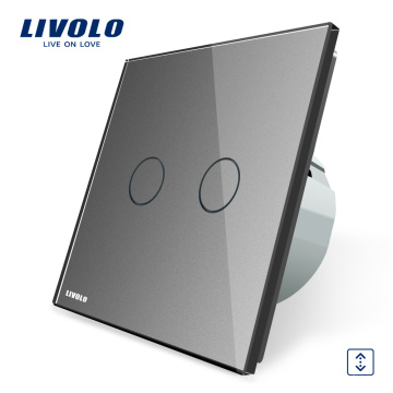 Livolo Interruptor de Cortina de Casa Inteligente Toque de Casa Inteligente VL-C702W-15 Com Luxo Painel de Vidro Cristal Cinza